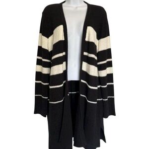 Cottagecore Academia Cozy Slouchy Calvin Klein Knit Black and Cream Cardigan